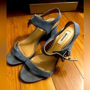 Matt and Nat blue suede kitten heels